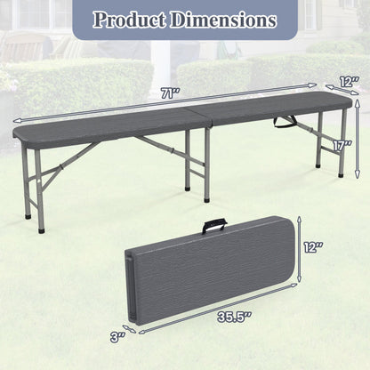 6 Feet Folding HDPE Bench with 1320 LBS Capacity and Handle Lock
