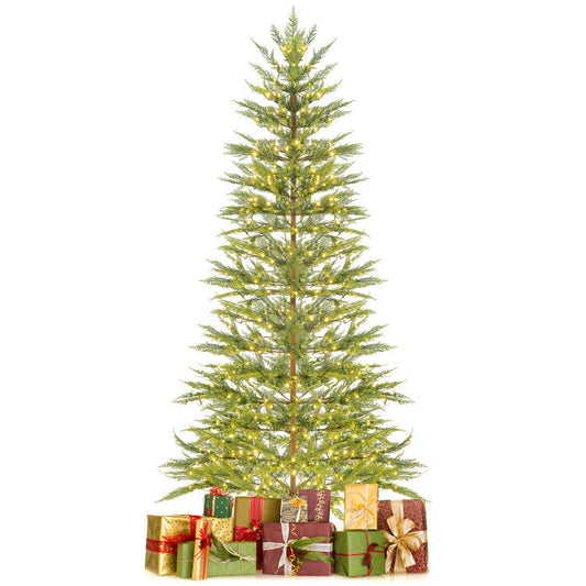 6.5/7.5 Feet Artificial Cypress Christmas Tree Pre-lit Hinged