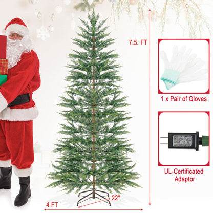 6.5/7.5 Feet Artificial Cypress Christmas Tree Pre-lit Hinged