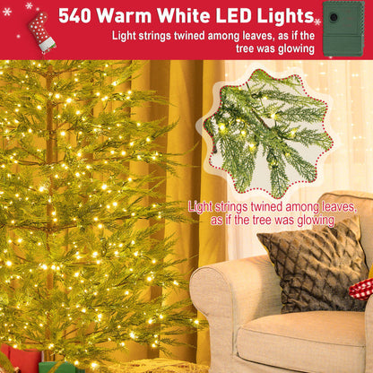 6.5/7.5 Feet Artificial Cypress Christmas Tree Pre-lit Hinged