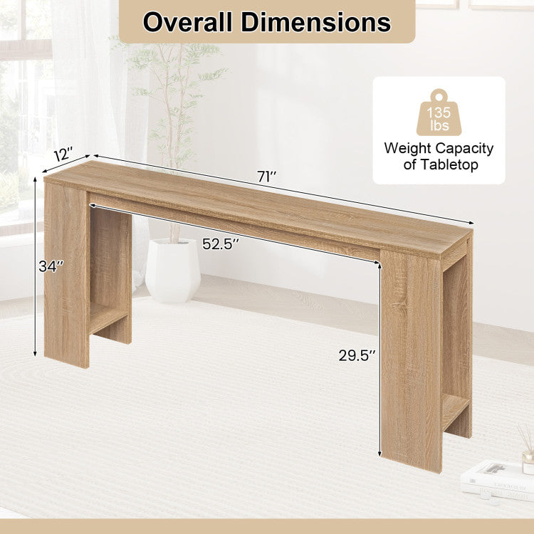 71 Inches Long Console Table with Storage for Hallway
