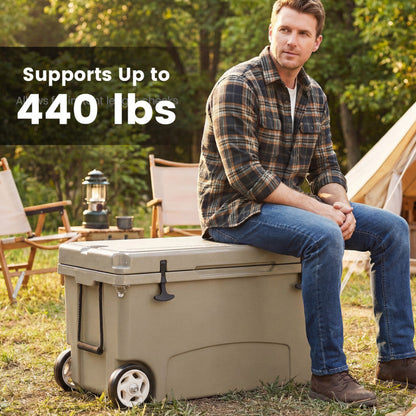 75 Quart Portable Hard Cooler with 6-Day Ice Retention and Wheels
