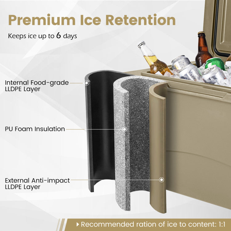 75 Quart Portable Hard Cooler with 6-Day Ice Retention and Wheels