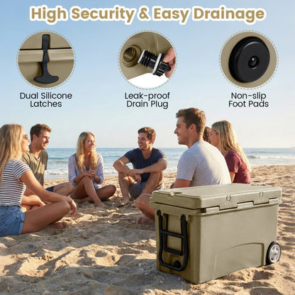 75 Quart Portable Hard Cooler with 6-Day Ice Retention and Wheels