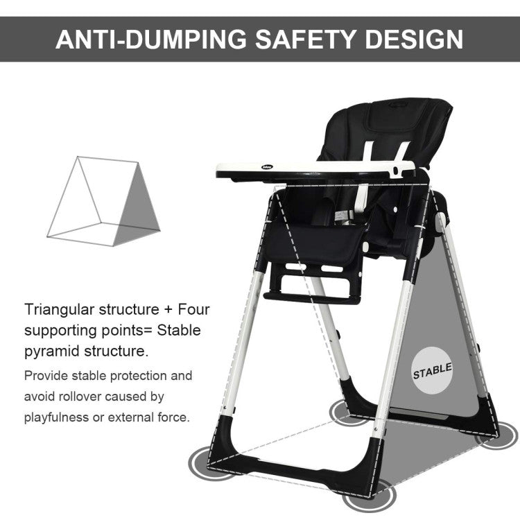 Foldable High Chair with Multiple Adjustable Backrests