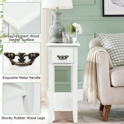2 Tier End Bedside Sofa Side Table Narrow Nightstand