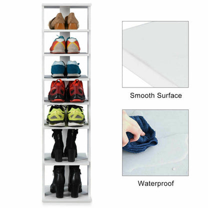 7-Tiers Vertical Wooden Space Saving Shoe Rack for Front Door