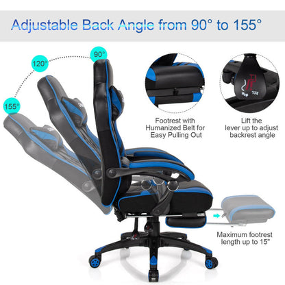 Adjustable Gaming Chair with Footrest for Home Office