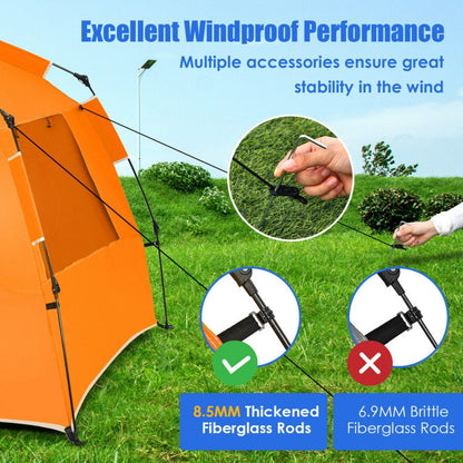 3-4 Person Easy Pop-Up Beach Tent UPF 50+ Portable Sun Shelter
