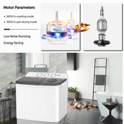 2-in-1 Portable 22lbs Capacity Washing Machine with Timer Control