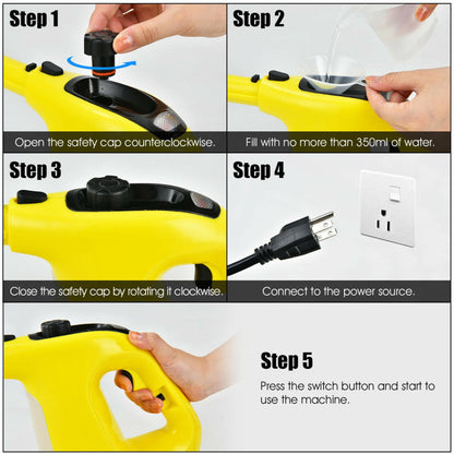 1400W Multipurpose Pressurized Steam Cleaner with 17 Pieces Accessories