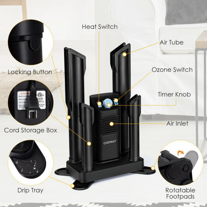 Electric Shoe Boot Dryer 4 Shoes with 180 Mins Timer Ozone Disinfection
