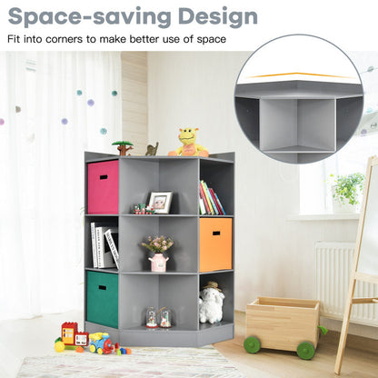 3-Tier Kids Storage Shelf Children Corner Cabinet with 3 Baskets