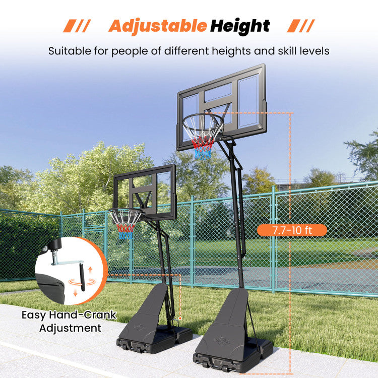 7.7-10 FT Tool-Free Height Adjustable Basketball Goal System