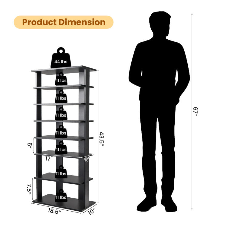 7 Tiers Patented Vertical Shoe Rack for Front Door