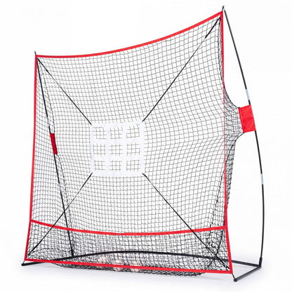 7 x 7.4 FT Baseball Practice Net with 2 Strike Zones and Large Ball Collection System