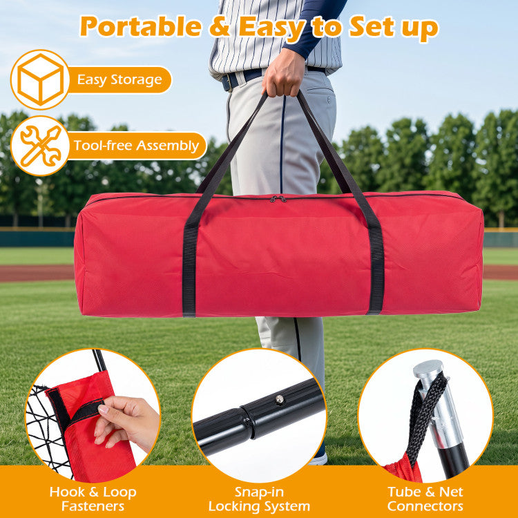 7 x 7.4 FT Baseball Practice Net with 2 Strike Zones and Large Ball Collection System