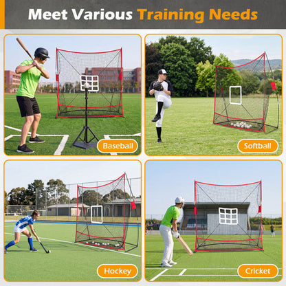 7 x 7.4 FT Baseball Practice Net with 2 Strike Zones and Large Ball Collection System