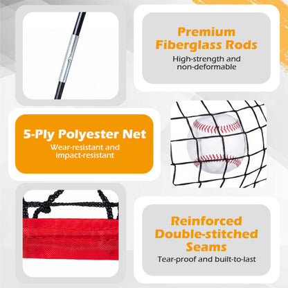 7 x 7.4 FT Baseball Practice Net with 2 Strike Zones and Large Ball Collection System