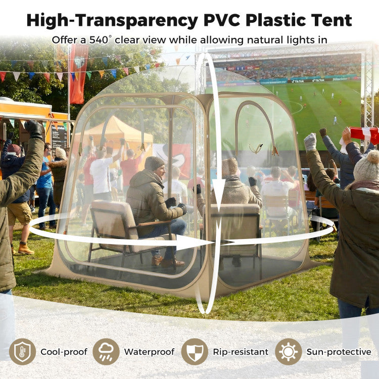 7 x 7 FT Pop Up Sports Tent Clear Bubble Tent All-Weather Waterproof Pod with Sealed Floor