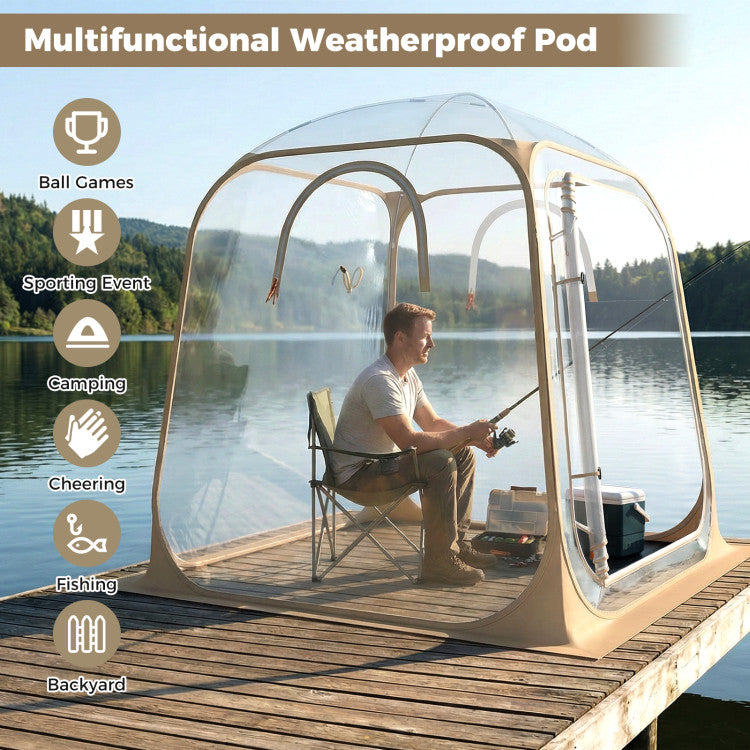 7 x 7 FT Pop Up Sports Tent Clear Bubble Tent All-Weather Waterproof Pod with Sealed Floor