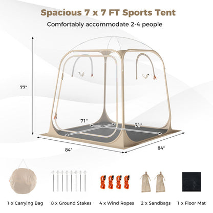 7 x 7 FT Pop Up Sports Tent Clear Bubble Tent All-Weather Waterproof Pod with Sealed Floor