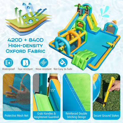 Inflatable Water Slide Tropical Theme Dual Slide Aqua Park Blower Excluded