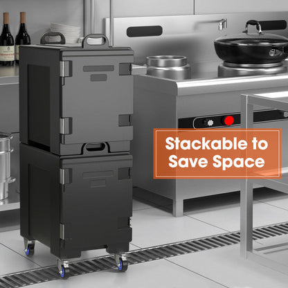 81 Quart Capacity End-loading Insulated Food Pan Carrier with Wheels