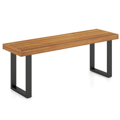 Acacia Wood Outdoor Bench 48 Inch Long Patio Dining Bench