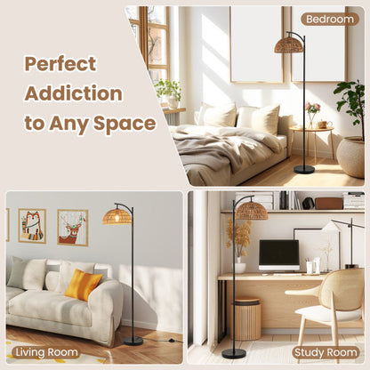 Arc Floor Lamp 63 Inches Tall Pole Lamp with Hanging Lampshade