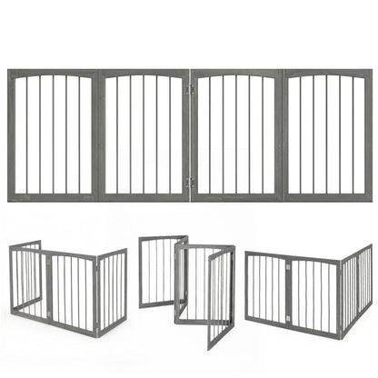83 inch L x 30 inch H Dog Gate 4-Panel Wooden Pet Fence for Indoor