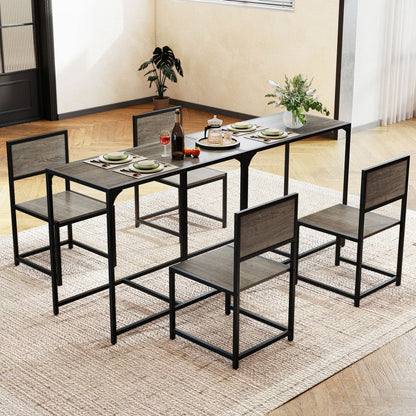 3 Pieces Dining Set Compact Table and 2 Chair with Metal Frame for Small Space
