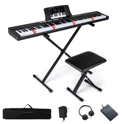88-Key Electric Piano Keyboard with Adjustable Stand and Portable Bag