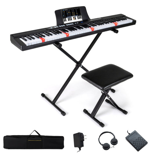 88-Key Electric Piano Keyboard with Adjustable Stand and Portable Bag