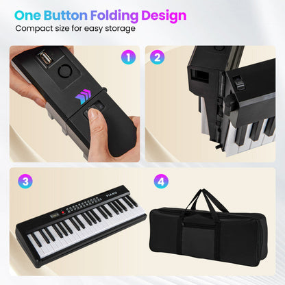 88 Key Foldable Electric Keyboard Piano with Wireless MIDI and Dual Speakers