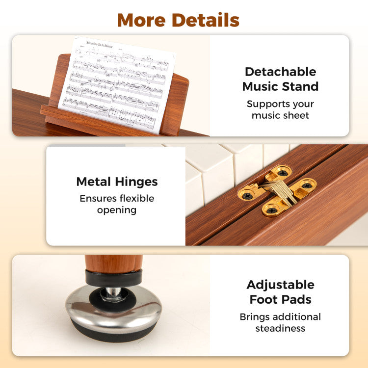88-Key Graded Hammer Action Weighted Keyboard with Push-pull Drawer