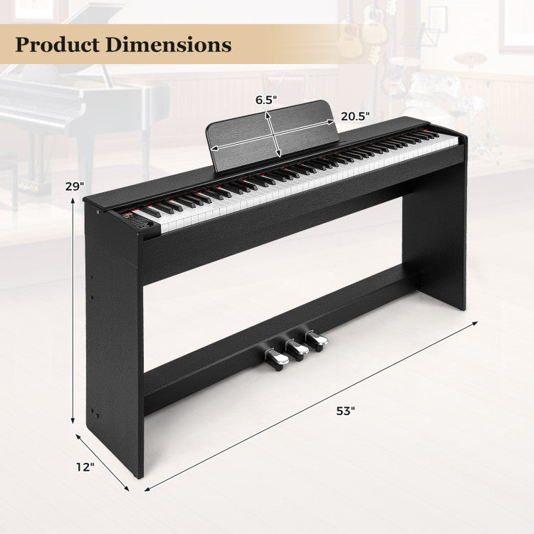 88-Key Hammer Action Weighted Keyboard with Furniture Stand