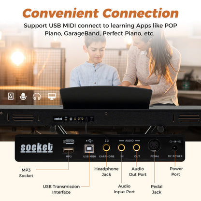 88-Key Keyboard Piano Set with Adjustable Stand