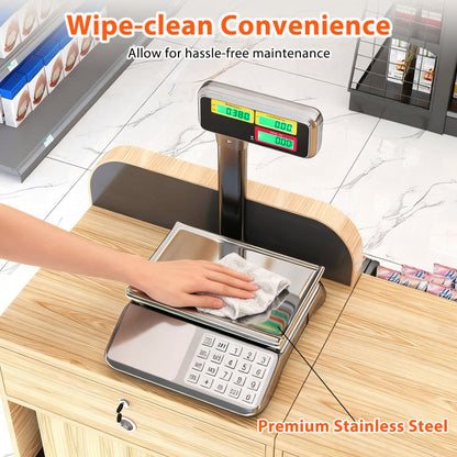 88lb Price Computing Scale with Pole Dual LCD Display Digital Commercial Food Scale
