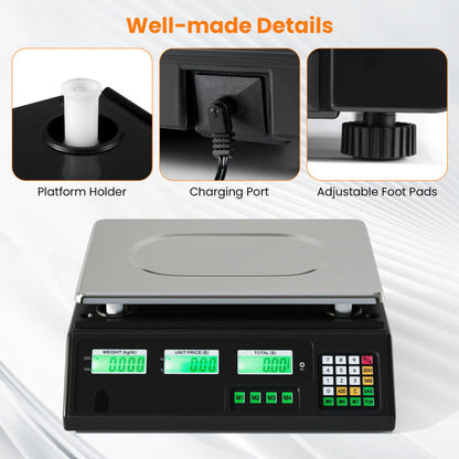 88lb Price Computing Scale Digital Commercial Food Scale with Counting Function