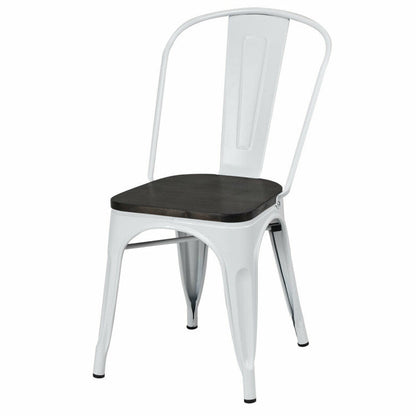 4 Pieces Tolix Style Metal Dining Chairs with Stackable Wood Seat