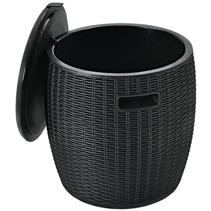 9.5 Gallon 4-in-1 Patio Rattan Cool Bar Cocktail Table Side Table