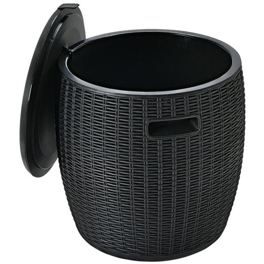 9.5 Gallon 4-in-1 Patio Rattan Cool Bar Cocktail Table Side Table