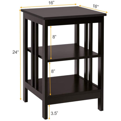 3-Tier Nightstand Set of 2 with Reinforced Bars and Stable Structure