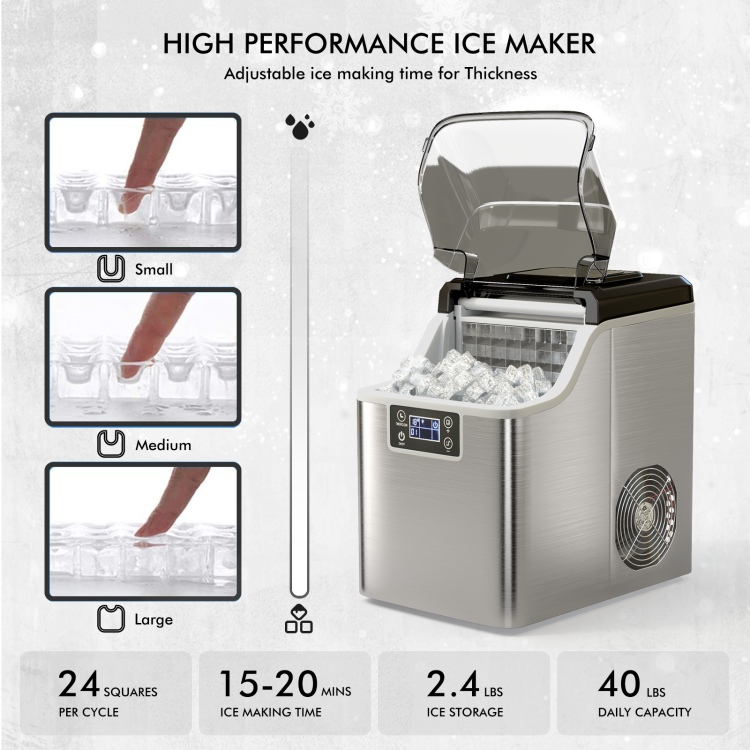 Portable Countertop Ice Maker with Ice Scoop and Basket