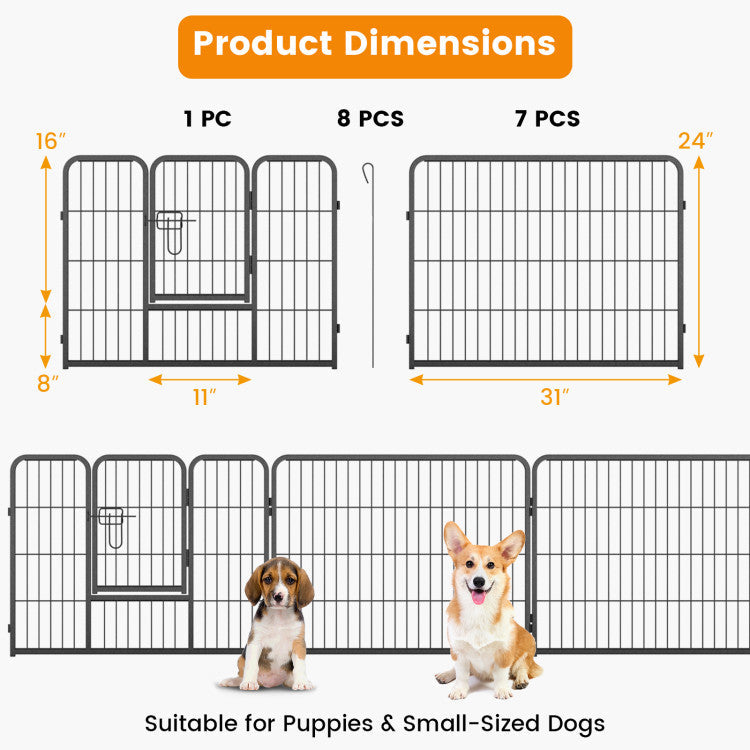 8 Panel 24/32/40 Inch Height Pet Fence Indoor Outdoor