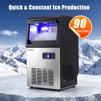 90 LBS/24H Commercial Nugget Ice Maker with Self-Cleaning