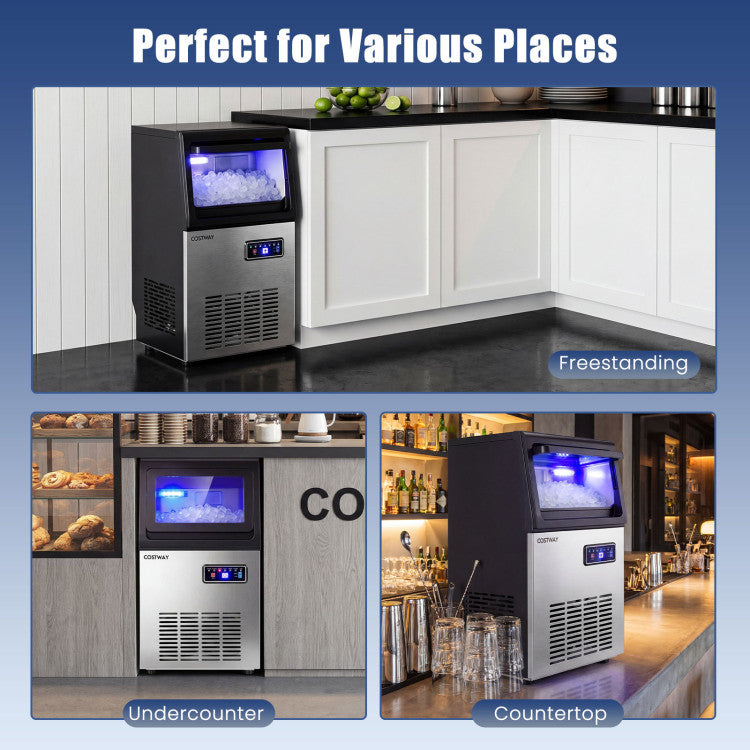 90 LBS/24H Commercial Nugget Ice Maker with Self-Cleaning