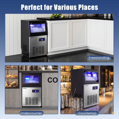 90 LBS/24H Commercial Nugget Ice Maker with Self-Cleaning