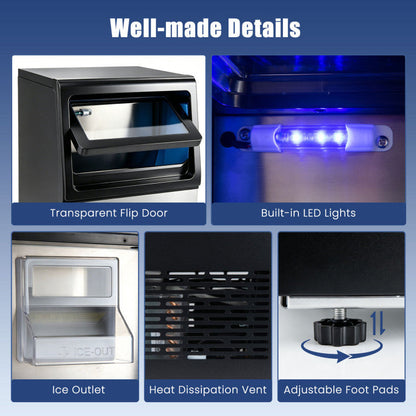 90 LBS/24H Commercial Nugget Ice Maker with Self-Cleaning